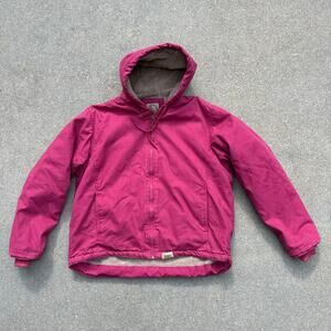 Berne Softstone Sherpa Lined Canvas Coat Hooded Pockets Womens Large WHJ41RNY